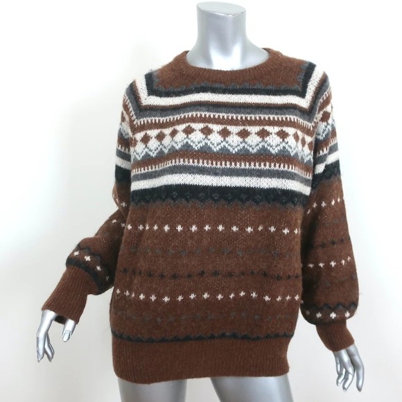 Re/Done Sweaters - RE/DONE 50s Raglan Crew Sweater Brown Fair Isle Wool-Alpaca Size Medium